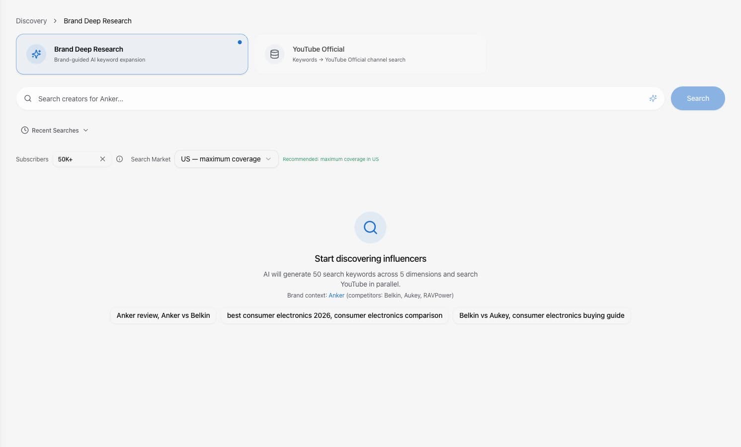 AI Creator Search 的客户可见研究入口